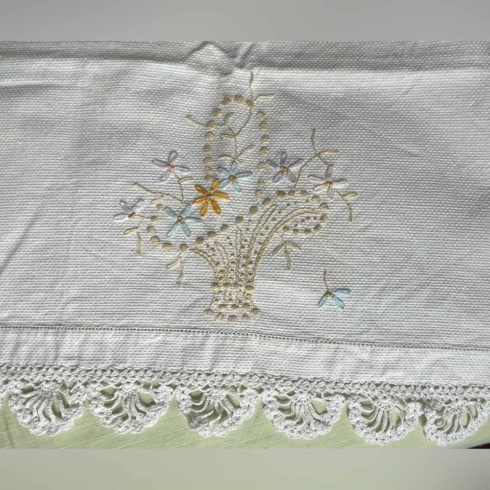 Vintage embroidered tea towel